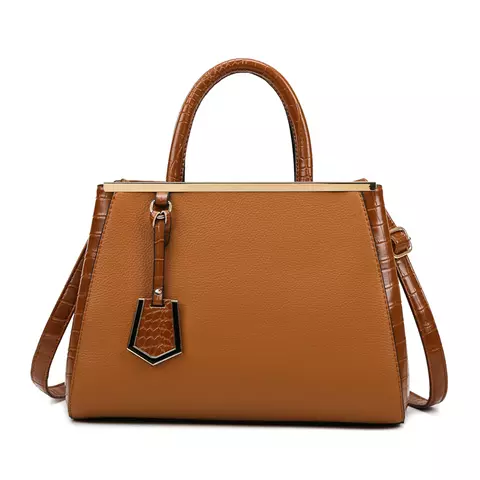 Brown Leather Handbag/ 2pieces